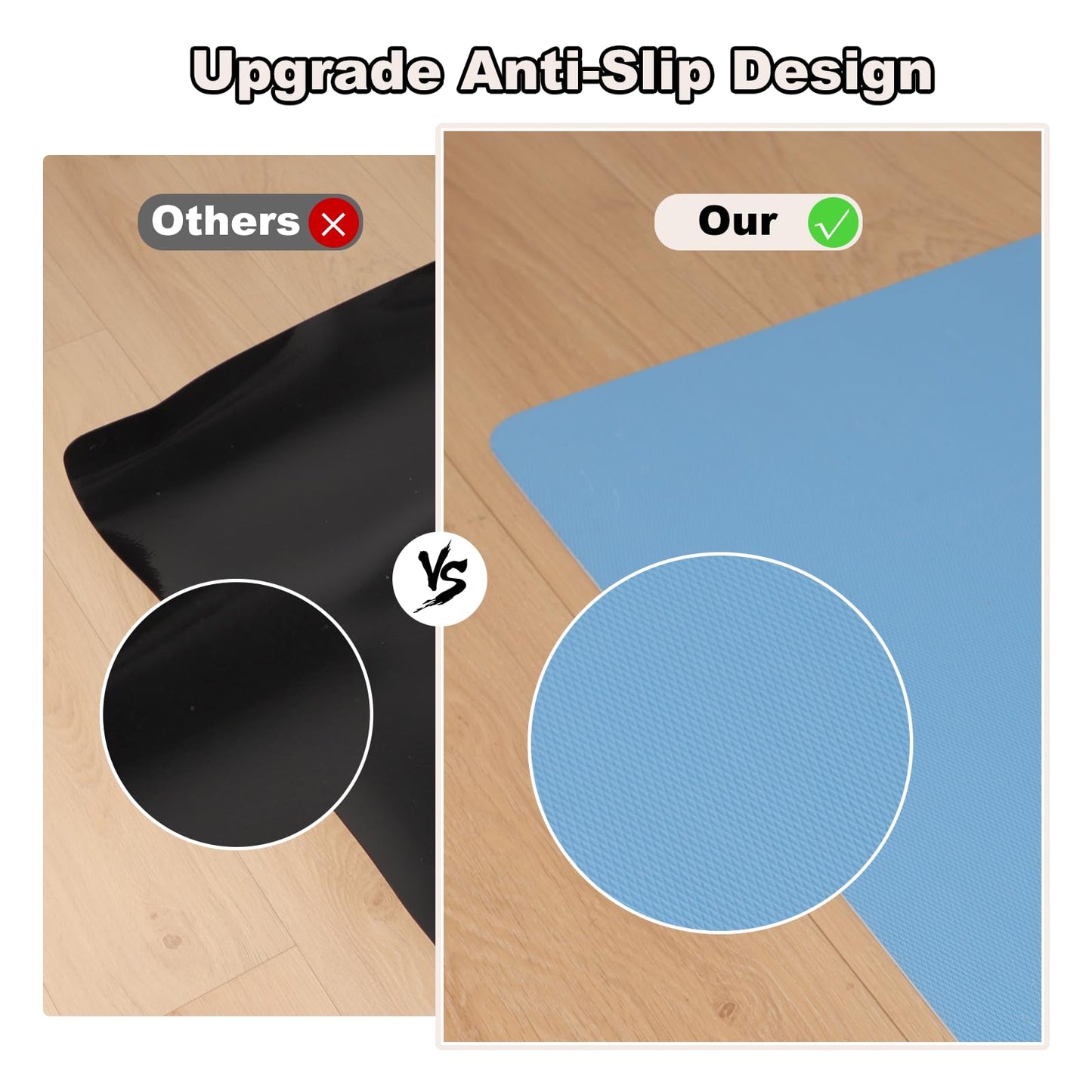 Upgraded 58"x 75" Heavy Duty Mat for Office Chair on Hardwood Floors, Non-Slip PVC Chair Mats for Hardwood Floors, Scratch-Resistant Desk Chairs Mat for Hard Floor, Under Desk Mats for Rolling Chairs
