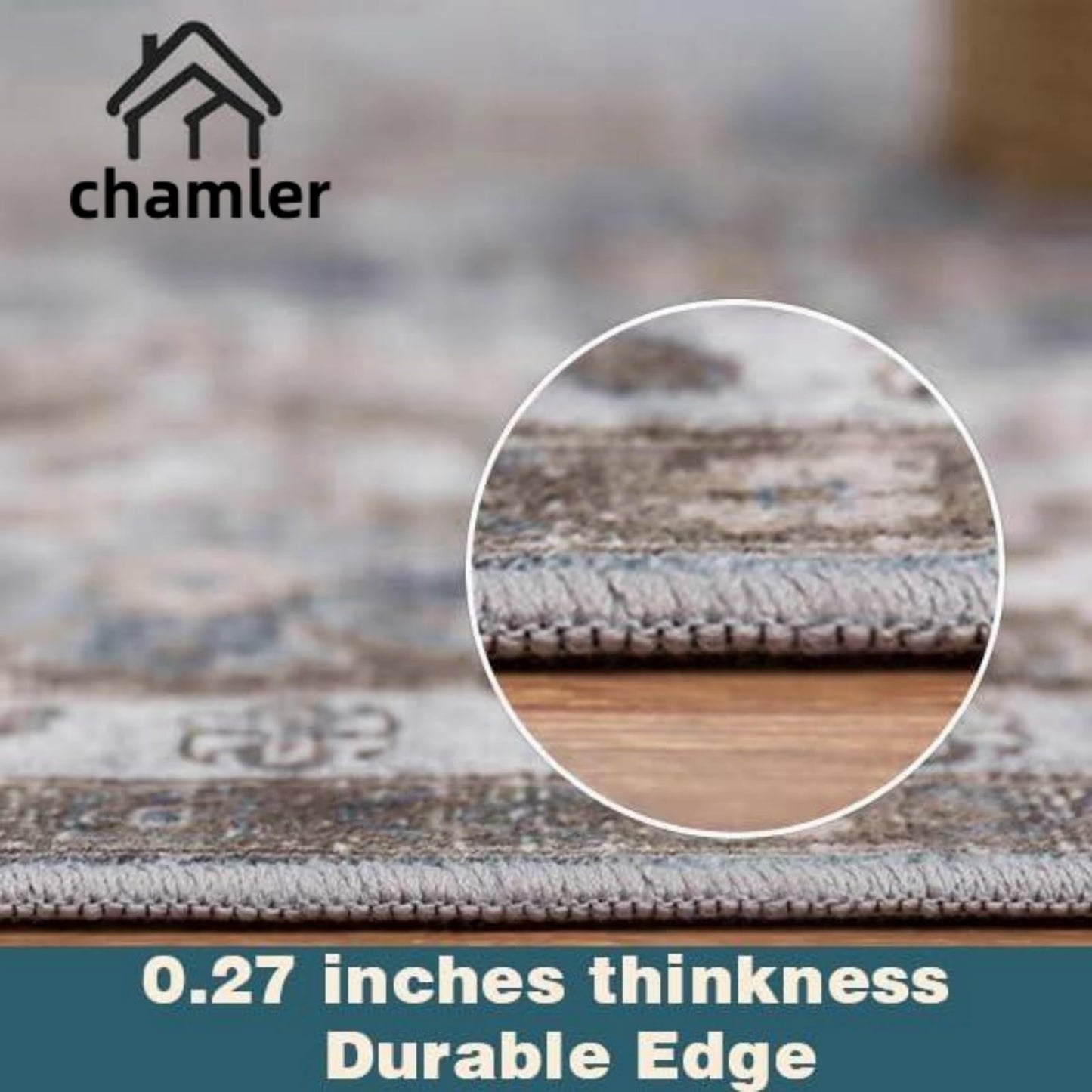 chamler 6x9 Washable Area Rug Boho Medallion Distressed Design Non-Shedding Easy Care Ideal for High Traffic Areas in Rugs for Living Room Bedroom Office Kitchen Large Carpet