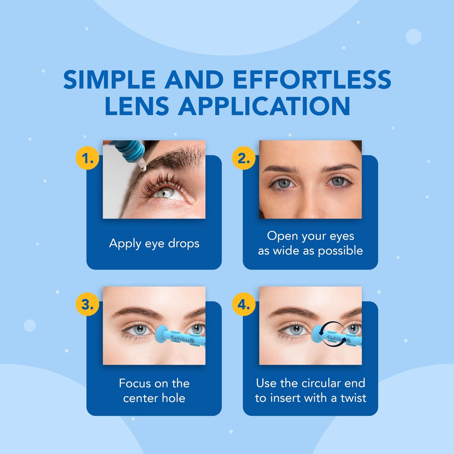 OptiWand - Portable Soft Contact Lens Removal & Insertion Tool - Silicone Rubber Eye Lens Inserter & Remover Device with Pincher End & Finger Grips - Safe & Easy to Use, Travel Size – 1.75"