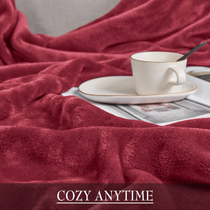 RYB HOME Red Fleece Blanket Soft Warm Cozy Luxury Plush Throws Fuzzy Flannel Blankets for Couch Bed Gift Ideals for Birthday Christmas, Red, W50 x L60 inch