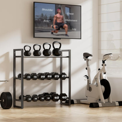 Pickpiff Adjustable 3-Tier Dumbbell Rack –Sturdy Heavy-Duty Metal Weight Storage Stand for Dumbbells and More – Space-Efficient Home Gym Organizer – 600 lb Capacity (Dumbbells Not Included)
