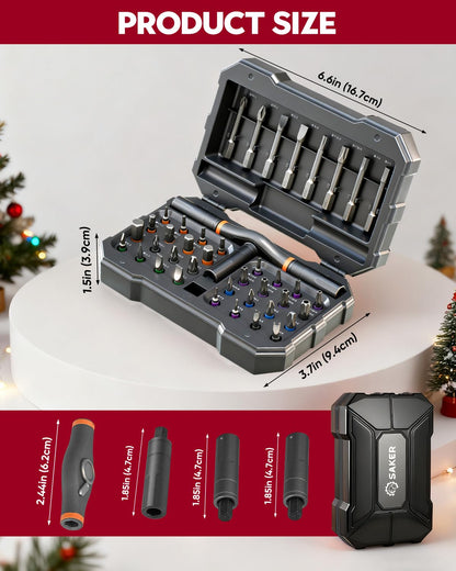 Saker 42-in-1 Magnetic Screwdriver Set for Christmas Gifts, Screwdriver Kit with T Handle & Storage Case, Gifts for Men, DIY, Furniture, Computer, and Bicycle Repair, Grey