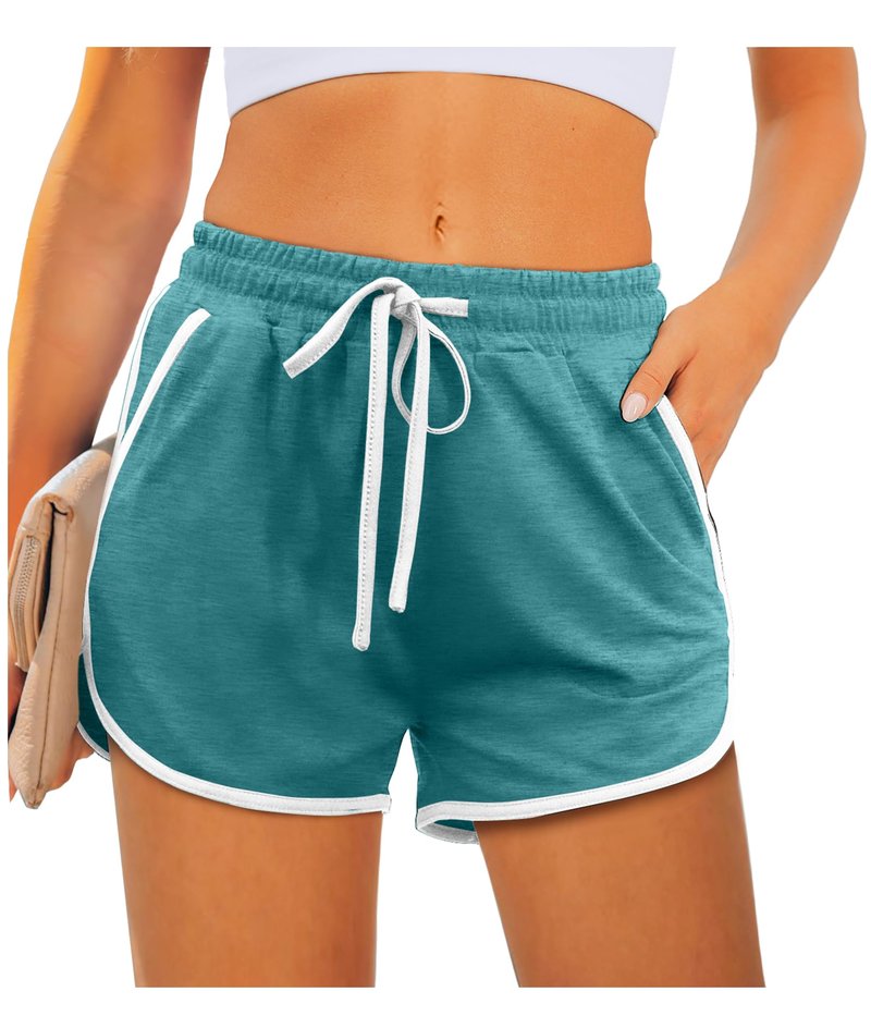 Aloodor Workout Shorts Women Soft Comfy Running Shorts Plus Size Women Clothing with Pockets