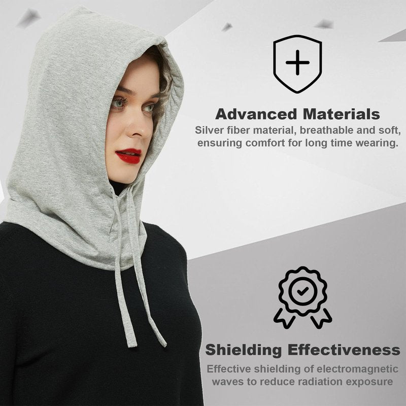 NIULAFR Faraday Protection Hat, RF Shielding Hat for WiFi Protection, Covering Neck, Head, Gray