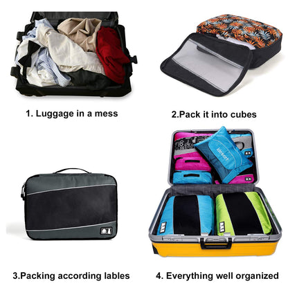 8 Set Packing Cubes, Travel Luggage Bags Organizers Mixed Color Set (Blue Green)