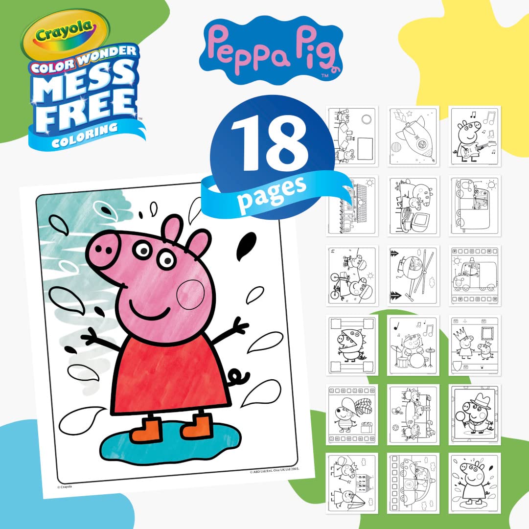 CRAYOLA Color Wonder - Peppa Pig Mess-Free Colouring Book (Includes 18 Colouring Pages & 5 Magic Color Wonder Markers) Packaging may vary