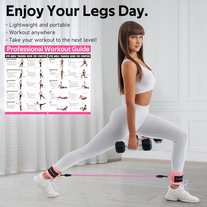 Ankle Resistance Bands with Cuffs, Ankle Bands for Working Out, Home Gym Workout Equipment, Butt Exercise Equipment Booty Bands Exercise Bands for Women Legs and Glutes