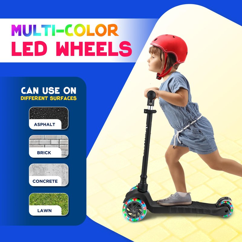 Highmaster 3-Wheel Toddler Scooter for Boys – Light-Up Wheels, Safe Ride for Ages 2+ – Holds Up to 165 lbs (Purple)