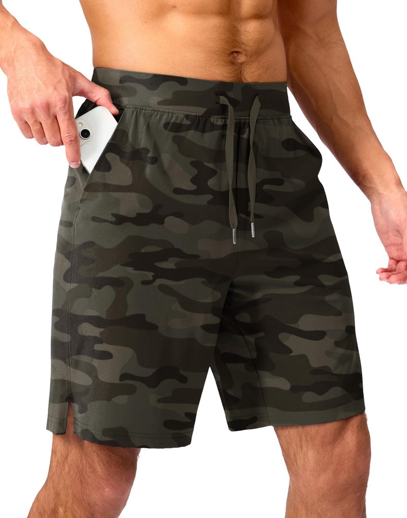 Men's Running Shorts with Zipper Pockets 9 Inch Lightweight Quick Dry Gym Sports Athletic Workout Basketball Shorts for Men (Green Sage, L)
