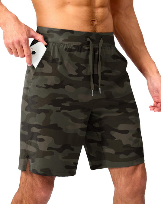 Men's Running Shorts with Zipper Pockets 9 Inch Lightweight Quick Dry Gym Sports Athletic Workout Basketball Shorts for Men (Green Sage, L)