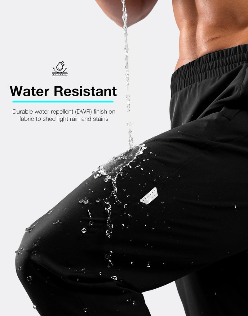 G Gradual Men's Joggers with Zipper Pockets Lightweight Athletic Workout Pants Quick Dry Sweatpants for Men Running Hiking(Black,M)