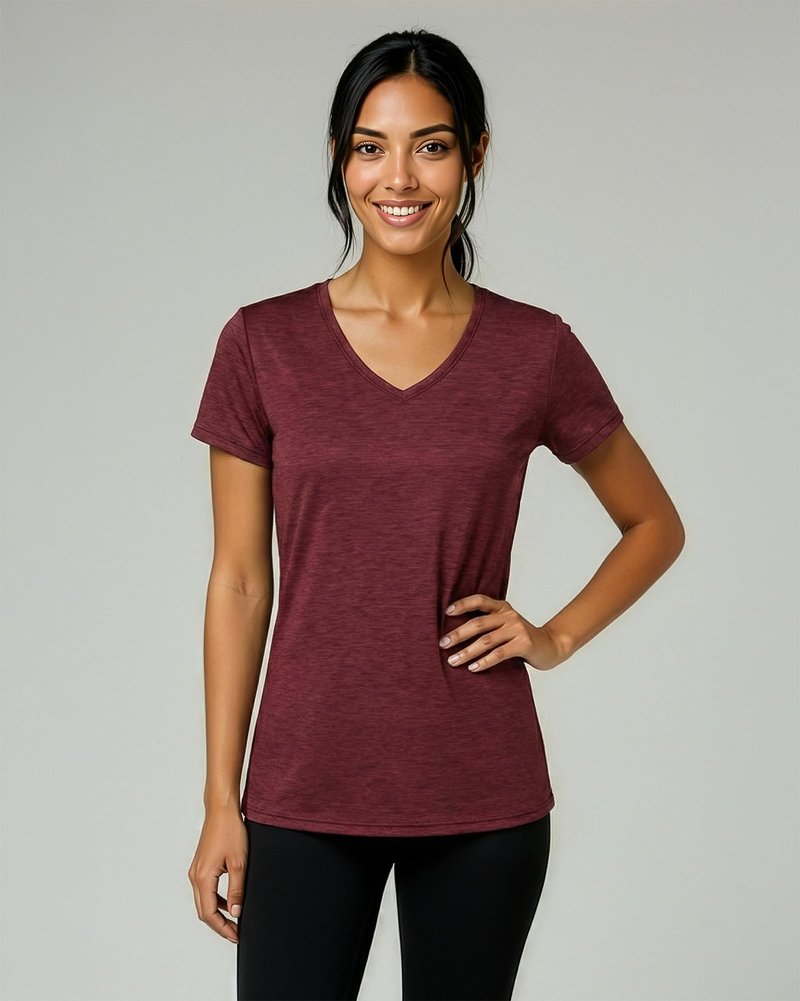 Real Essentials 5 Pack: Women's Dry-Fit Short Sleeve V Neck T Shirt Workout Fitness Yoga Top Tee (Available in Plus Size), Set 2, 3X