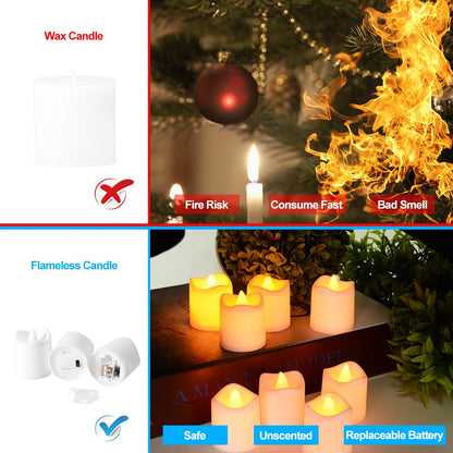 Litake LED Candles, Tea Lights 24 Flickering Flameless Candles Realistic Warm White Battery Powered Electric Fake Light for Weddings, Birthday, Festivals, Halloween, Home, Dinner, Party, Decoration