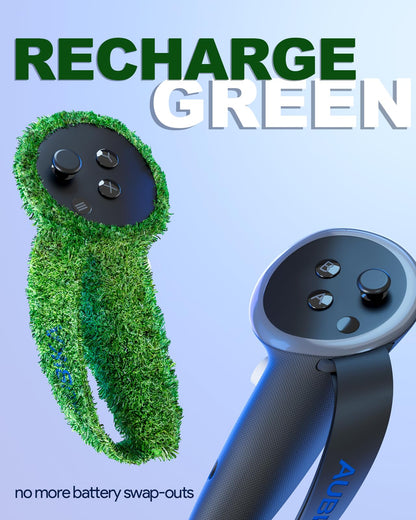 Aubika Rechargeable Controllers Grips for Meta Quest 3S/Quest 3, Oculus Quest 3S/Quest 3 Charging Grips Cover Accessories, with 2 Batteries Replacement, Protector in VR