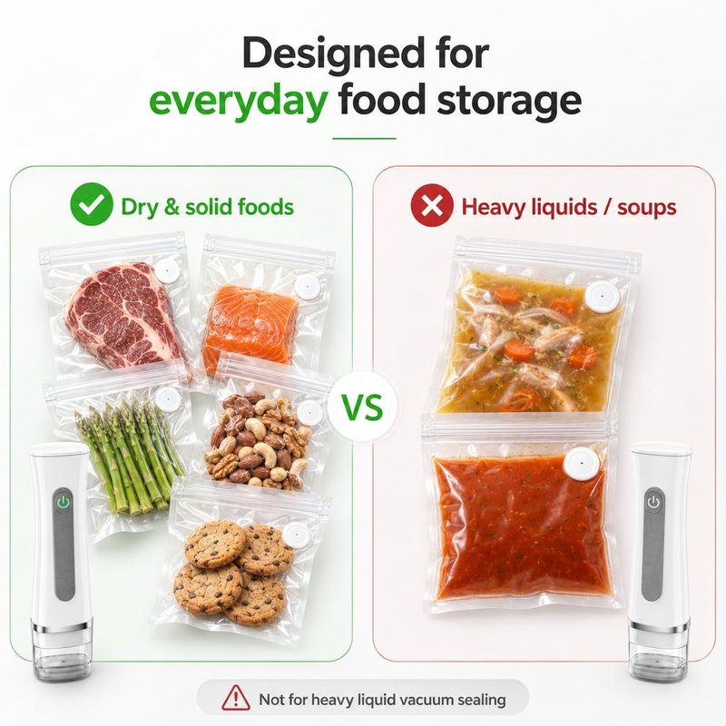 Handheld Vacuum Sealer for Food, Compact Portable Cordless Vacuum Sealer with 30 Reusable Bags, One-Touch Food Sealer for Kitchen, Freezer & Travel