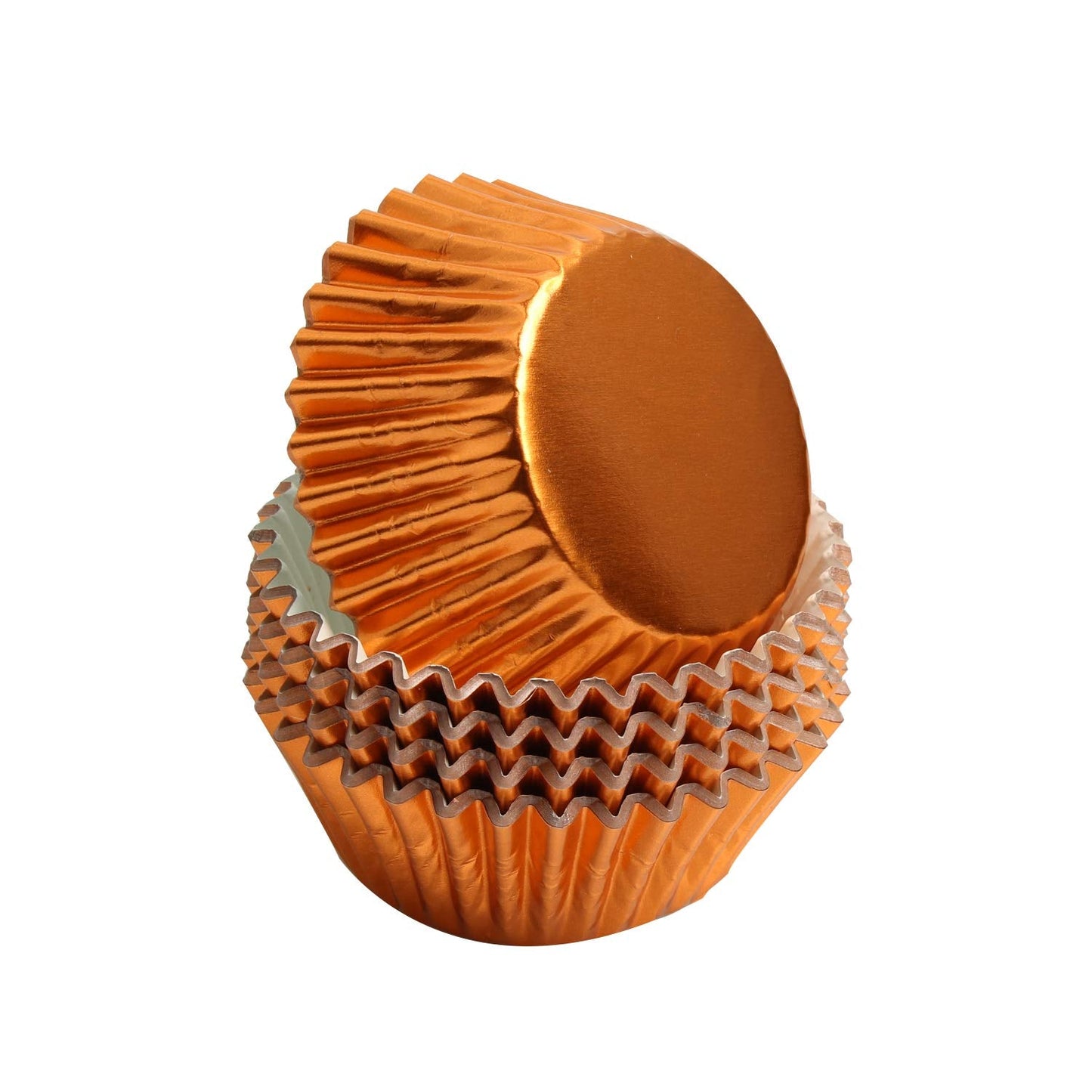 100Pcs Foil Cupcake Liners - Foil Baking Cups for Muffins, Wedding, Birthday, Baby Shower Parties (Orange)