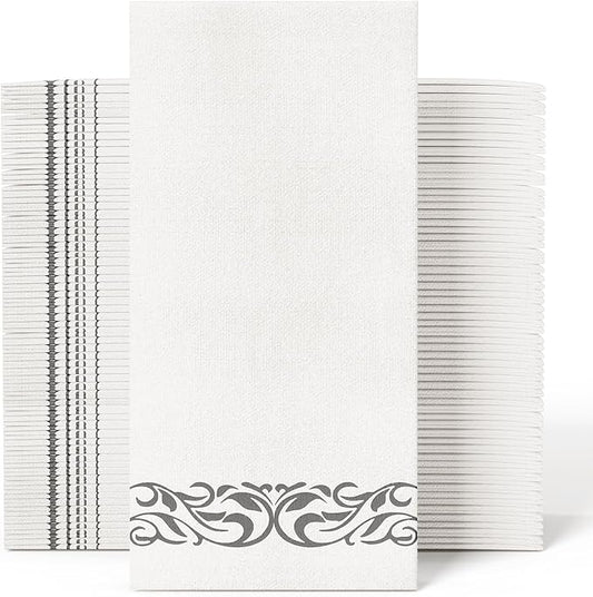 JOLLY CHEF 100 Disposable Hand Towels, Soft and Absorbent Linen Feel Dinner