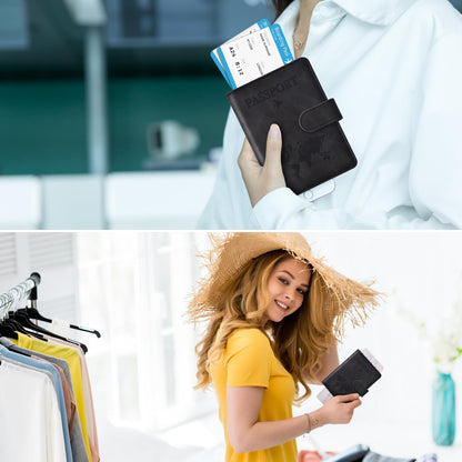 Eoehro Passport Holder for Travel Essentials, Passport Wallet Cover Case for Travel Must Haves Accessories,Passport Book Holders for Women and Men(black)