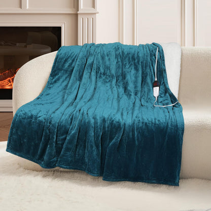 HOW'S MY HOUSE Heated Blanket Throw 50" x 60", Electric Blanket with 12 Time Settings & 6 Heating Levels, Over-Heat Protection, Flannel Sherpa Super Cozy with ETL Certification, Gray