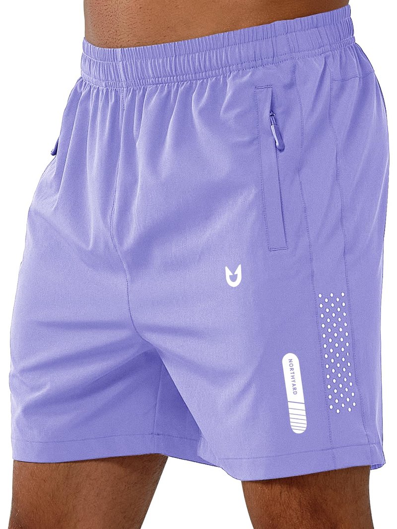 NORTHYARD Men's Athletic Running Shorts Gym Workout 7"/9"/5" Quick Dry Lightweight Sports Basketball Tennis 3 Zipper Pockets VIOLET-5inch 3XL