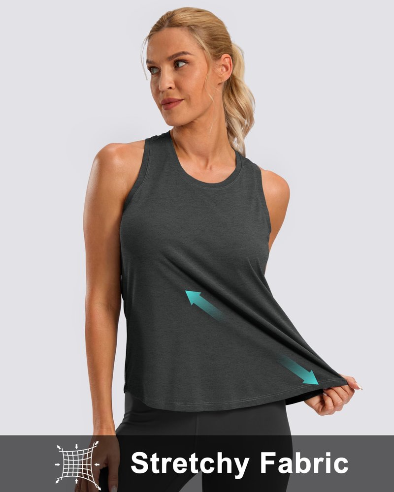 G Gradual Women's Workout Tank Tops Racerback Athletic Yoga Tops Loose Fit Sleeveless Running Gym Sports Shirts for Women(Charcoal,L)