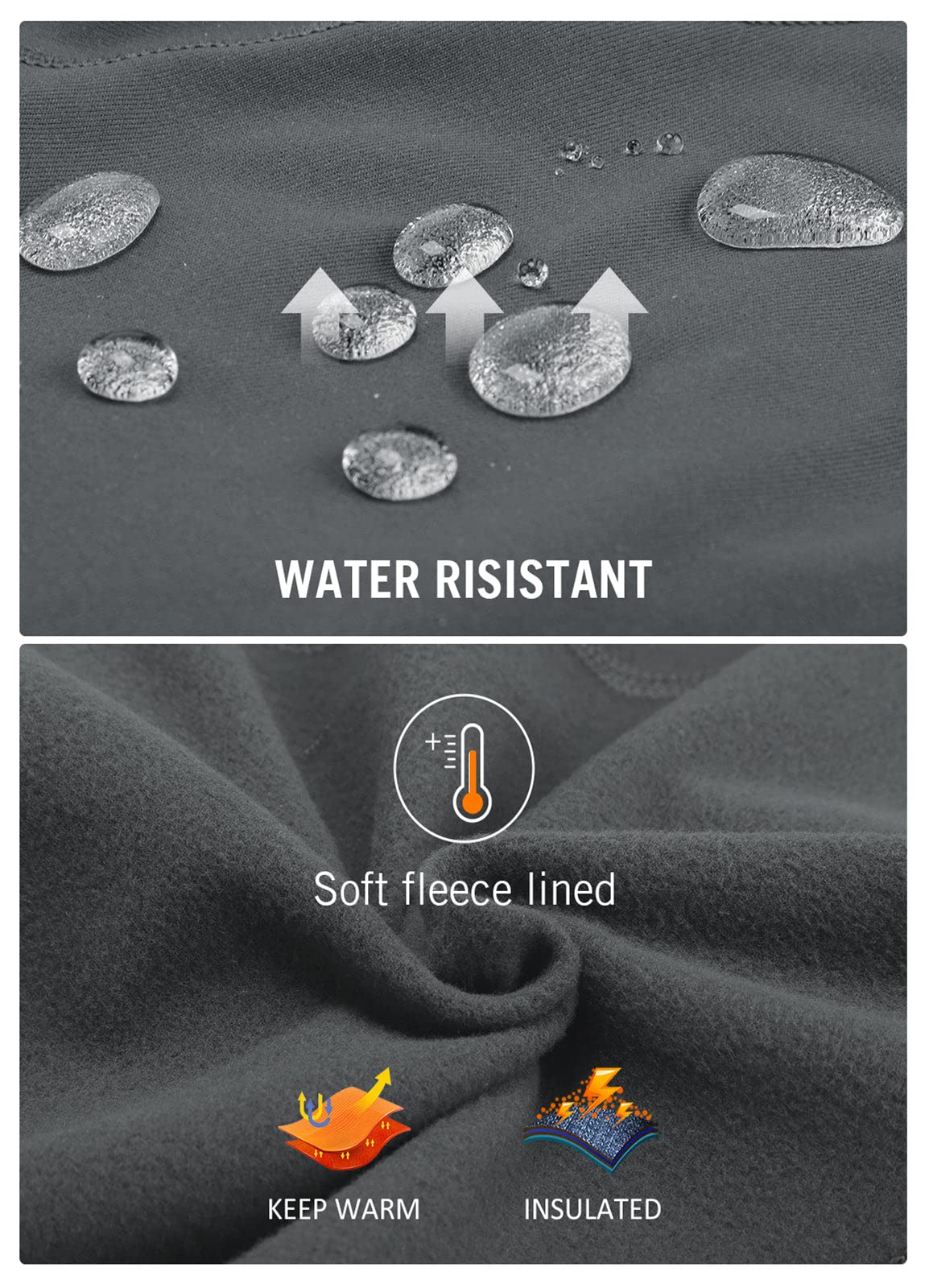 BALEAF Women's Fleece Lined Leggings Water Resistant Winter Clothes Running Tights Cold Weather Hiking Pants Zip Pockets