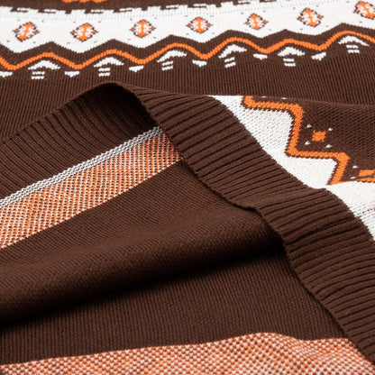 Fall Halloween Knitted Sweater for Women Winter Holiday Xmas Christmas Pullover Sweatshirt Tops(Halloween-Z-Brown,M)