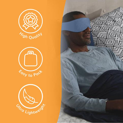 Happyluxe Escape Sleep Mask - Buttery Soft Airplane Eye Mask for Sleeping or Napping in Bed. Machine Washable. - Jet Black, Made in USA