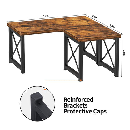 Honiter Desk Shelf, 15.7" Desktop Shelf Organizer, Freestanding Small Desktop Bookshelf, 2 Tier Independent Stackable Kitchen Counter Display Rack, Desk Hutch for Office, Dorm, Home