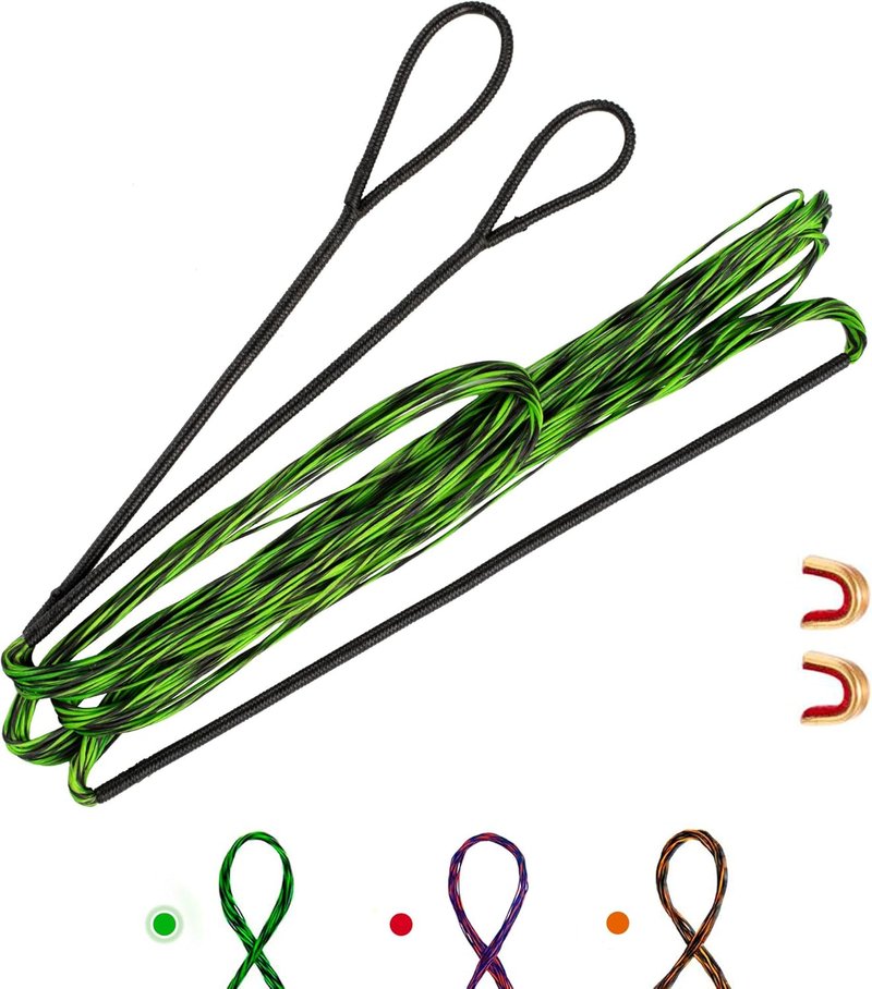 Deerseeker Archery Bowstring Set - Dacron Recurve Bow String Replacement with 2 Nocking Points | 12-16 Strands for 48-70 Inch Traditional Longbow