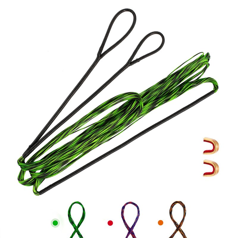 Deerseeker Archery Bowstring Set with 2 Nocking Points Dacron Recurve Bow String Replacement 12, 14, 16 Strands for Traditional Longbow Bow Shooting 48-70 inches（Green, 1pcs ）