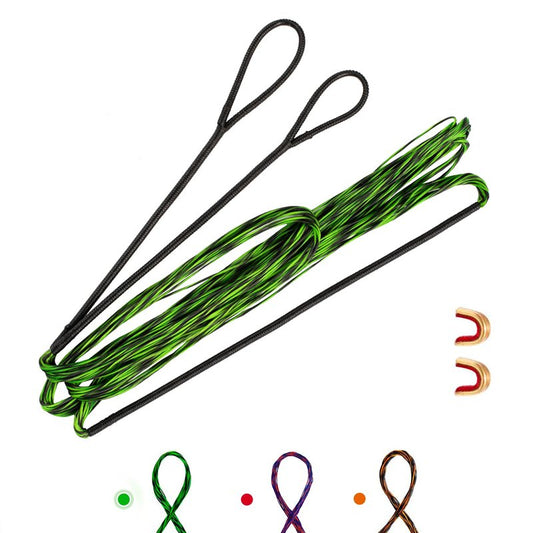 Deerseeker Archery Bowstring Set with 2 Nocking Points Dacron Recurve Bow String Replacement 12, 14, 16 Strands for Traditional Longbow Bow Shooting 48-70 inches（Green, 1pcs ）