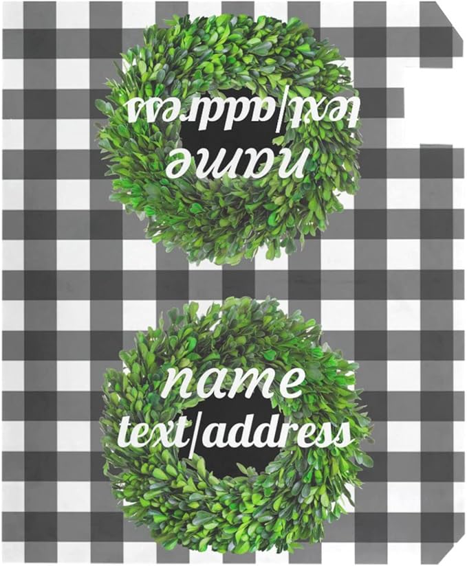 Kcldeci Custom Address Mailbox Covers Magnetic - Personalized Boxwood Wreath Plaid Mailbox Magnet Decor 21x18