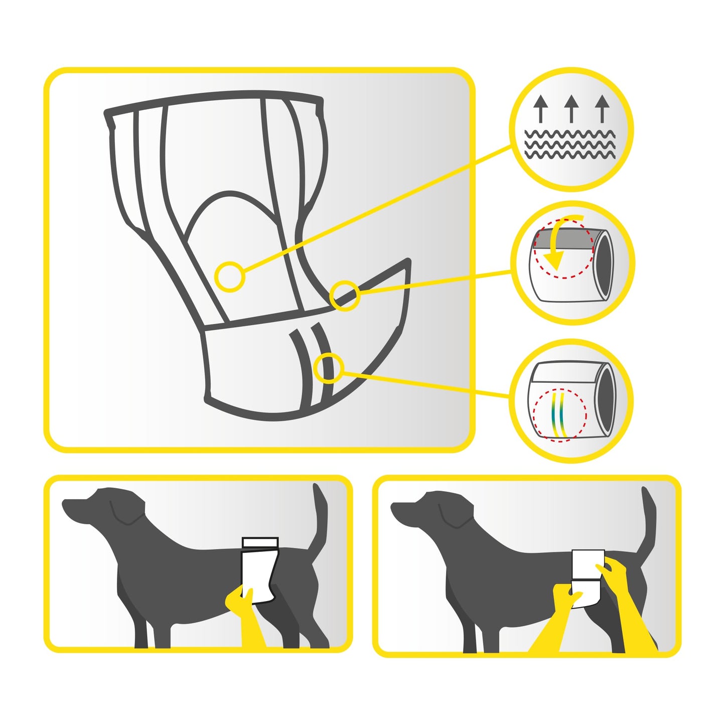 Croci Dog Nappy - Male Dog Diapers - Dog Underpants for Pee - Hygiene Wrap Diaper for Male Dogs, Anti-odour, Disposable, 12 Pieces, Size XL, 60-85 cm