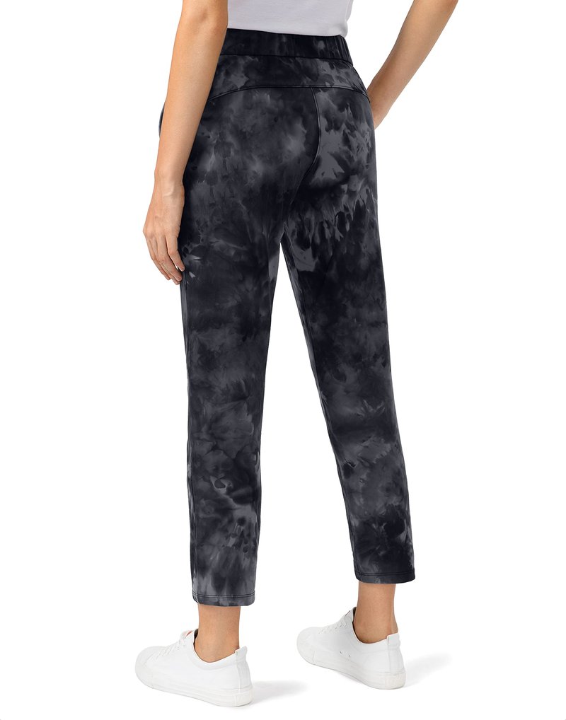 G Gradual Women's Pants with Deep Pockets 7/8 Stretch Sweatpants for Women Athletic, Golf, Lounge, Work (Black Tie Dye, X-Small)