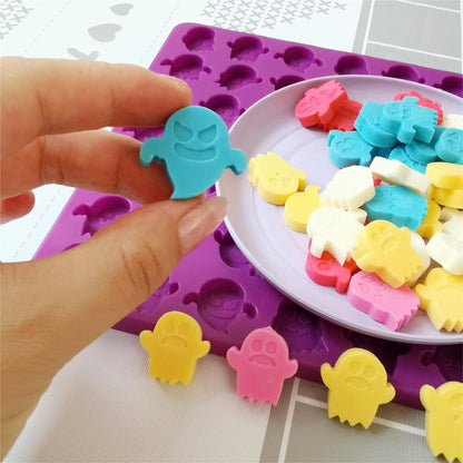 sofliym Halloween Ghost Molds with Scraper- Premium Silicone Candy Mold for Festive Treats and Decorations (1 PCS ghost)