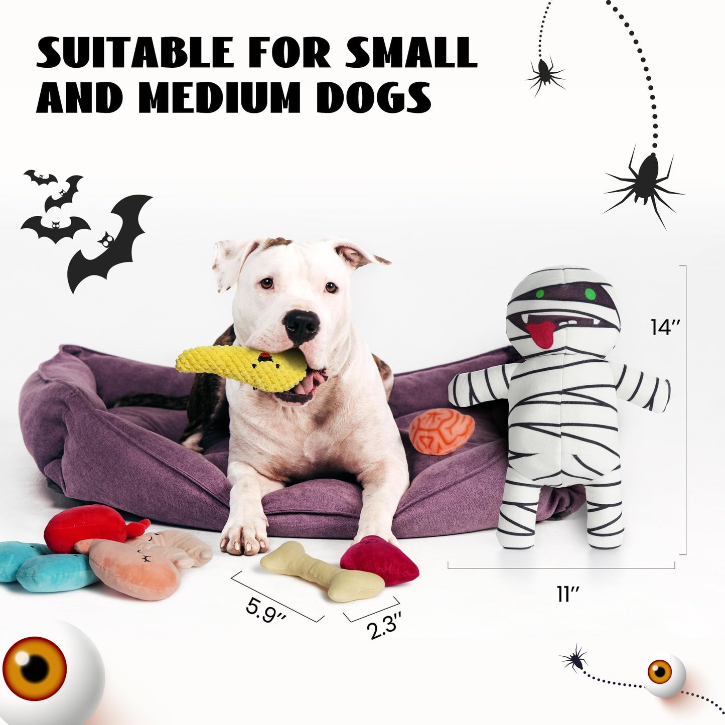 Nocciola Halloween Zombie Mummy Dog Toys with Organs: Funny Cool Squeaky Dog Chew Toys for Puppies, Small and Medium Size Dogs, Plush Stuffed Puzzle Toys for Dog Training Hide and Seek Pet Supplies