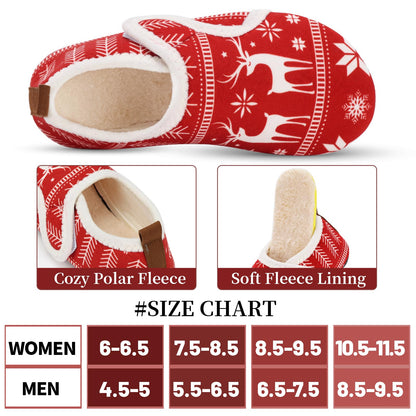 Ibeauti Womens Mens House Slippers Rubber Sole Indoor Slipper Socks Lightweight Fleece Lined Slip-on Barefoot Slippers (Red-Christmas, Adult, Women, Numeric Range, Medium, 8.5, 9.5)