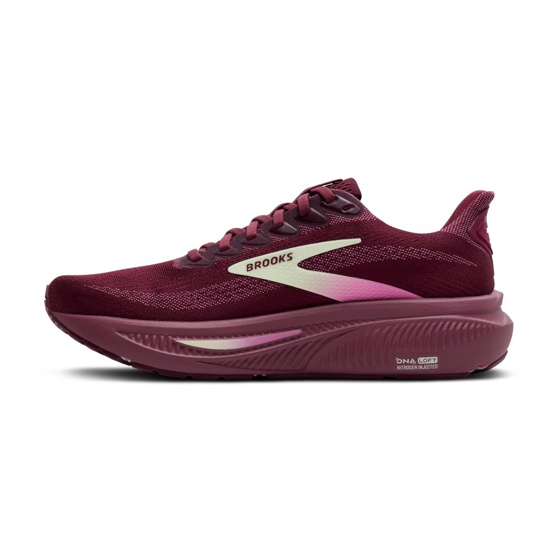 Brooks Women’s Ghost 17 Neutral Running Shoe - Burgundy/Pink/Green - 6 Medium