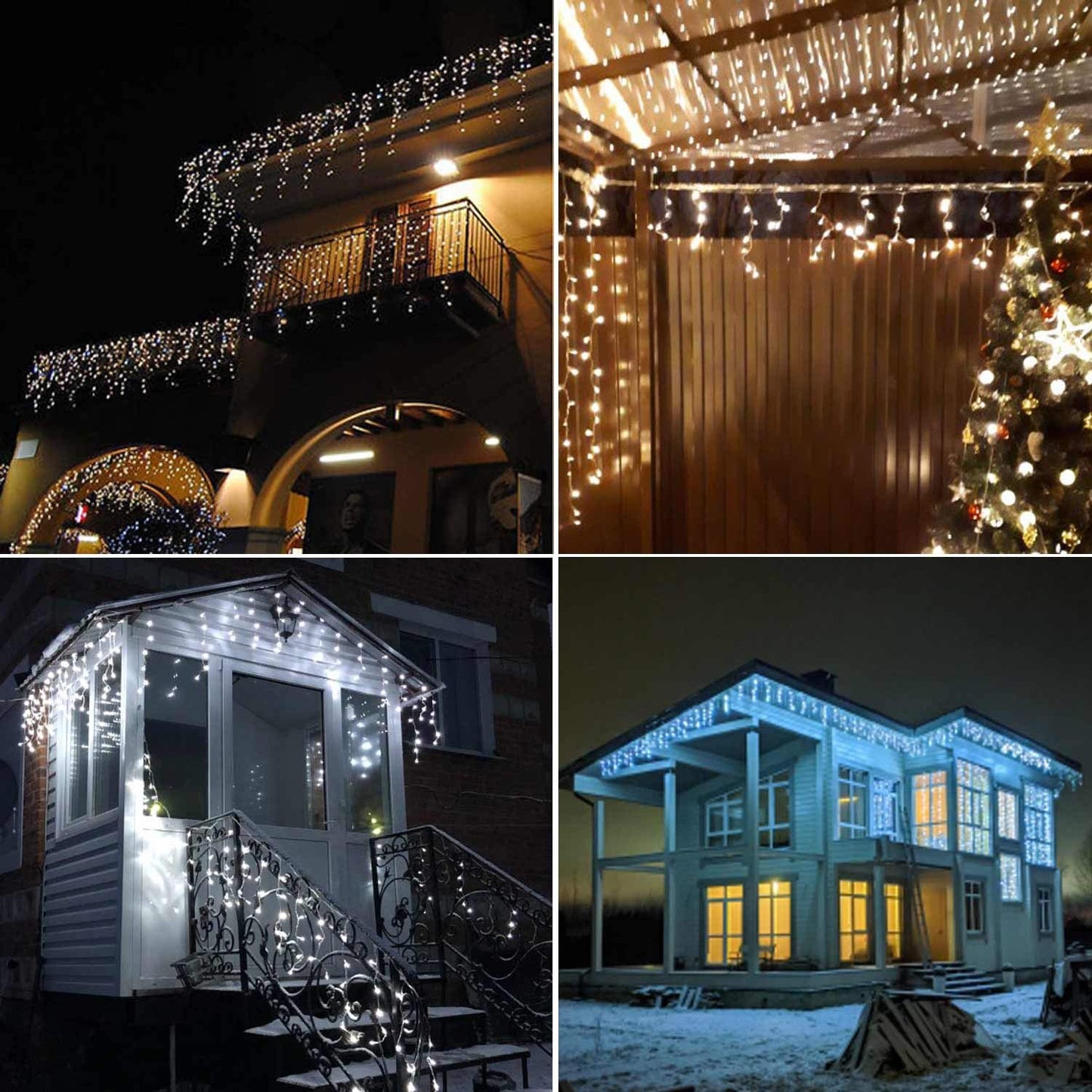 YASENN 300LED Icicle Lights Cool White, 29.5FT Outdoor Christmas Light with 8 Modes & Memory Timer, 60 Strands Dripping Waterfall Lights for Roof Eaves, Gutters, Window, Patio, Party Decor