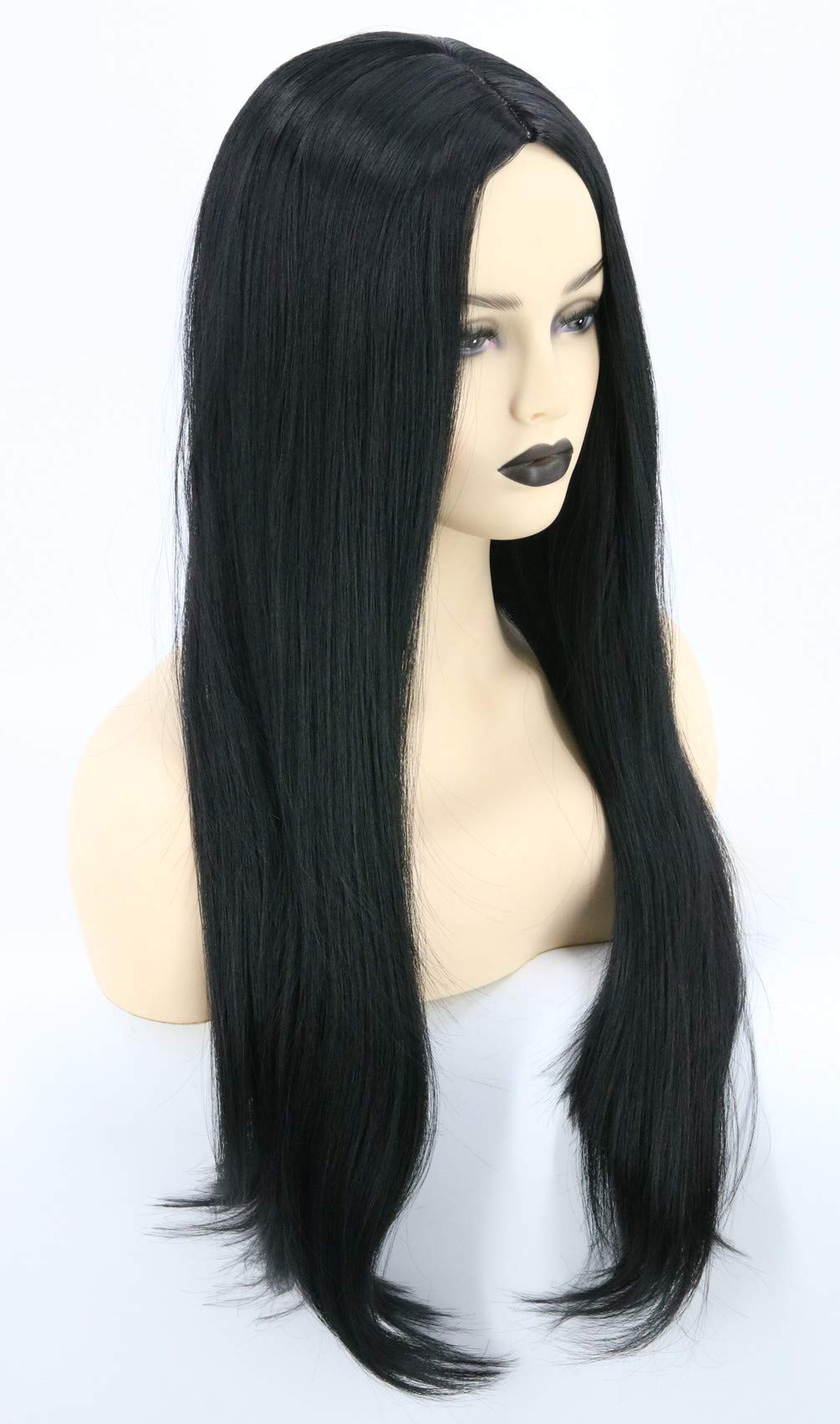 Topcosplay Women Wig Black Long Straight Middle Part Cosplay Halloween Costume Hair Wigs