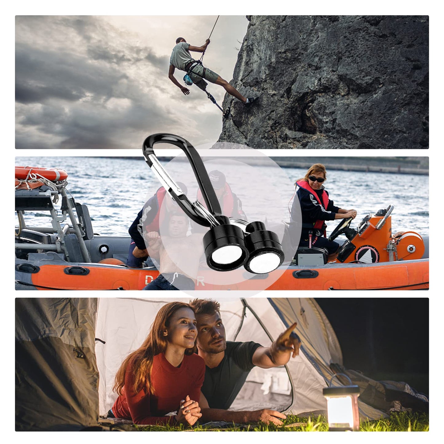 Magnetic Quick Release Keychain with 2 Pcs Aluminum D Ring Carabiners Landing Holder Screw Locking Buckle Hook D Shape Spring Snap Keychain Clips for Fly Fishing Magnet Metal Hooks