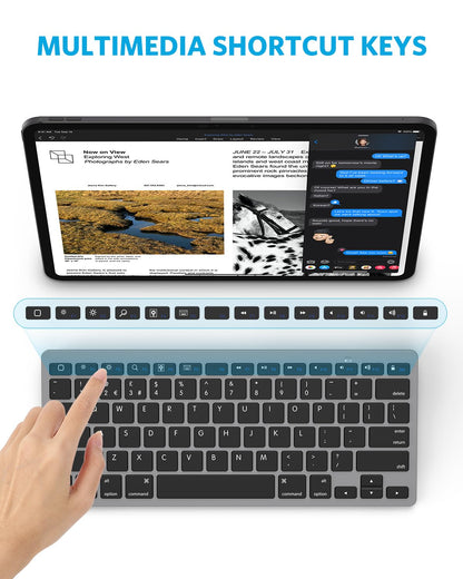 OMOTON Bluetooth Wireless Keyboard for iOS Compatible with iPad Pro/Air/Mini, iPhone and More, UK QWERTY Keyboard Layout, Space Grey
