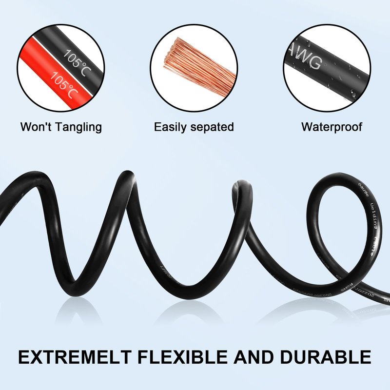 6 Gauge Wire 10 Feet, 6 AWG Pure Copper Wire, 6AWG Red and Black Oxygen Free Stranded Low Voltage Wire for Solar Panel, Automotive, Audio Auto, LED Lighting, Generator(6 AWG 10FT)