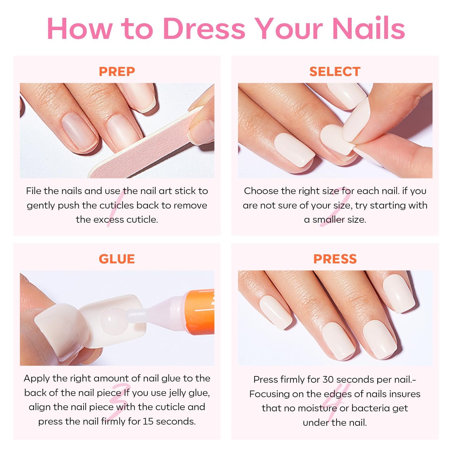 modelones Pink Short Press on Nails, Fall Halloween Oval Fake Nails Kit Press Ons with Nail Glue, Adhesive Tabs, Nail File, Prep Pad, Manicure Stick, 32Pcs 16 Sizes