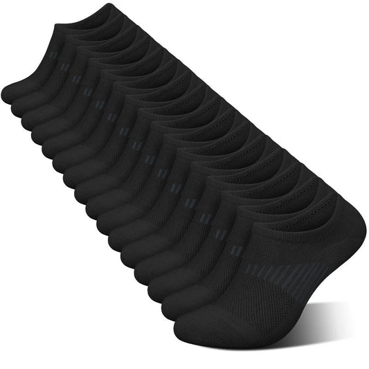 wernies No Show Socks Womens 8 Pairs, Ankle Non Slip Low Short Invisible Thin Liner Socks Black 5-8