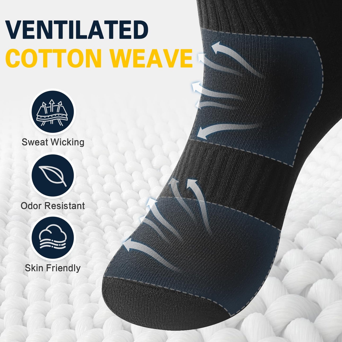 FEWTUR Thermal Socks for Men and Women: 5 Pairs Winter Socks for Running Hiking, Warm Cotton Socks for Outdoor Work (Dark Grey, 9-11)