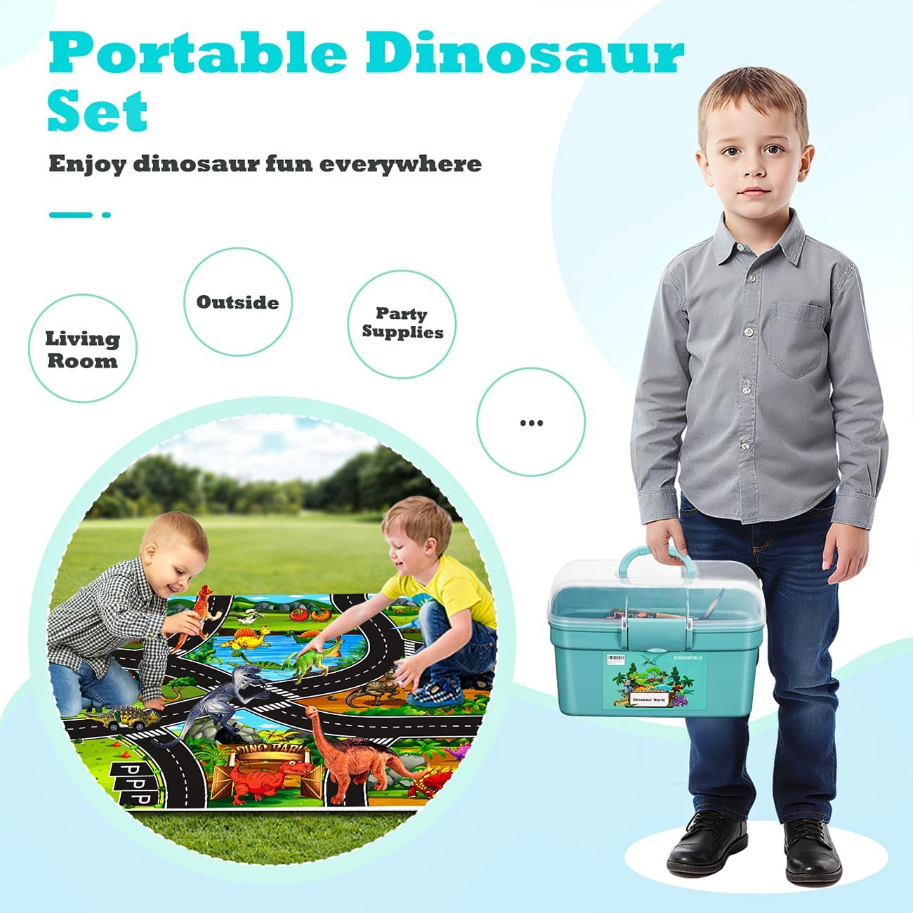 HahaGift Dinosaur Toys for 3 4 5 6 Year Old Boys Gifts, Dino Games for Kids Age 3 4 5 6 7 Year Old Boy Toys, Dinosaur Figures Play Mat Set for Boys Toy Age 3-5 Gifts for 3-6 Year Old Girls