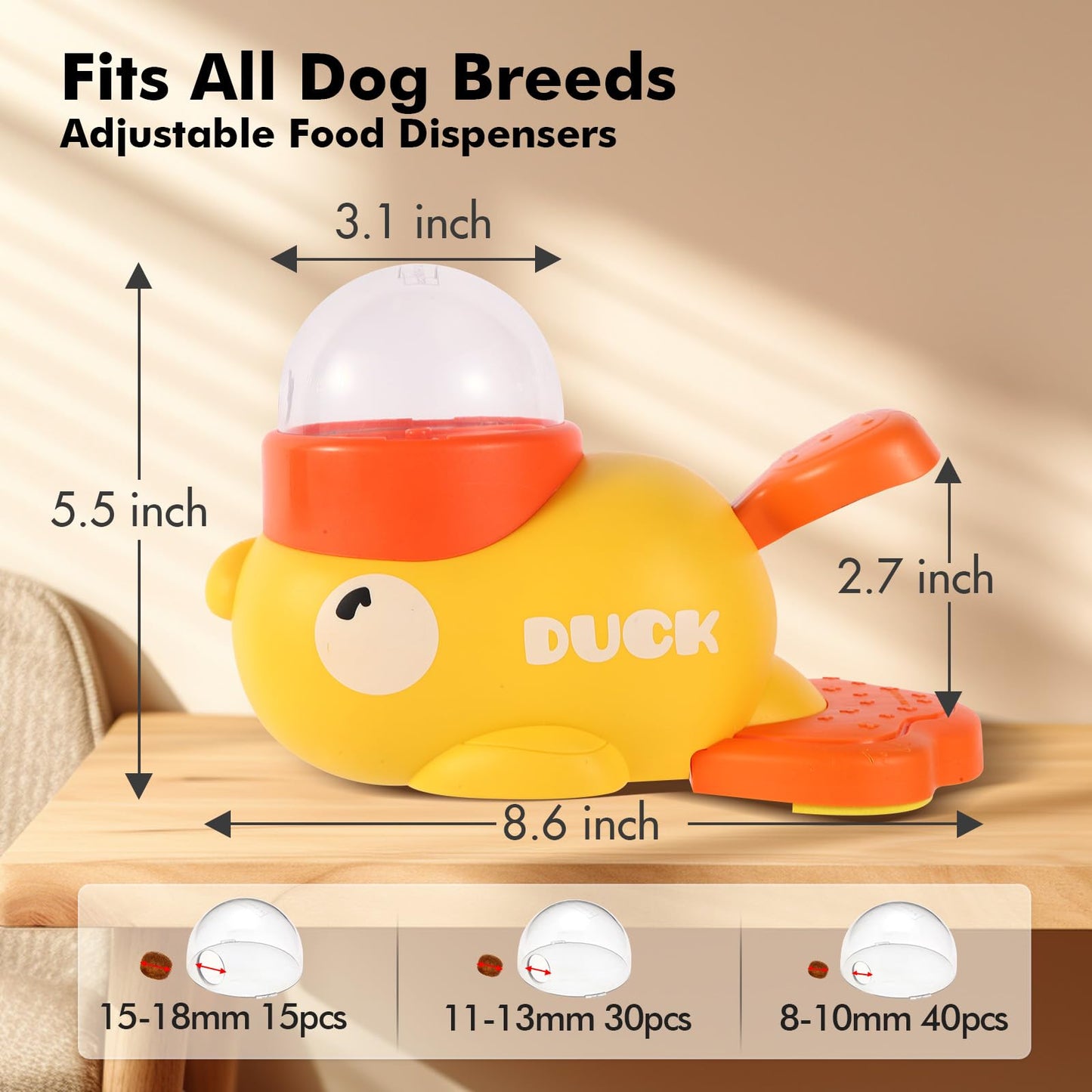 Fanosy Dog Interactive Treat Dispenser Toy, Food Puzzle Slow Feeder, 2-in-1 Durable Cute Duck Shaped Design for Small Medium Dogs and Cats, Interactive IQ Training Reduces Bloating