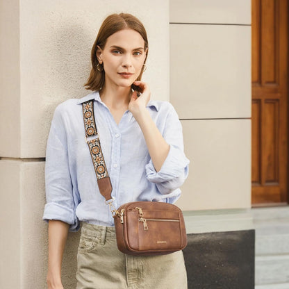 Telena Small Crossbody Bags For Women Vegan Leather Crossbody Purse With Adjustable Wide Strap For Daily Life